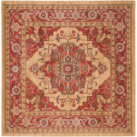 Safavieh 6 ft. 7 in. x 6 ft. 7 in. Square Mahal Power Loomed RugRed & Natural MAH698A-7SQ